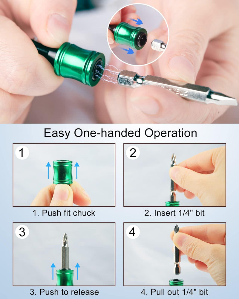 Katerk 12pc Portable Bit holder Key chain, 1/4 inch Hex Shank Screwdriver Bit Clip for Impact Driver Drill Bit Extension Nut Driver W/Black Carabiner, Quick Release Lightweight Drill Screw Adapter Black Carabiner