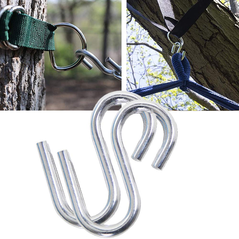 Heavy Duty S Hooks, 2pcs Stainless Steel Fishing Hiking Hammock Hook S Shaped Hooks Thickness Hammock Hanging S Shape Hooks Silver