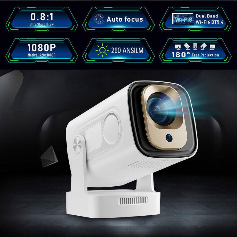 Auto Focus Mini Projector with Native 1080P Support, Portable Projector with Wifi and Bluetooth, Outdoor Projector Built in Apps, Smart Projector 260 ANSI, HY310 Pro/HY260 Pro Movie Projector HY310PRO