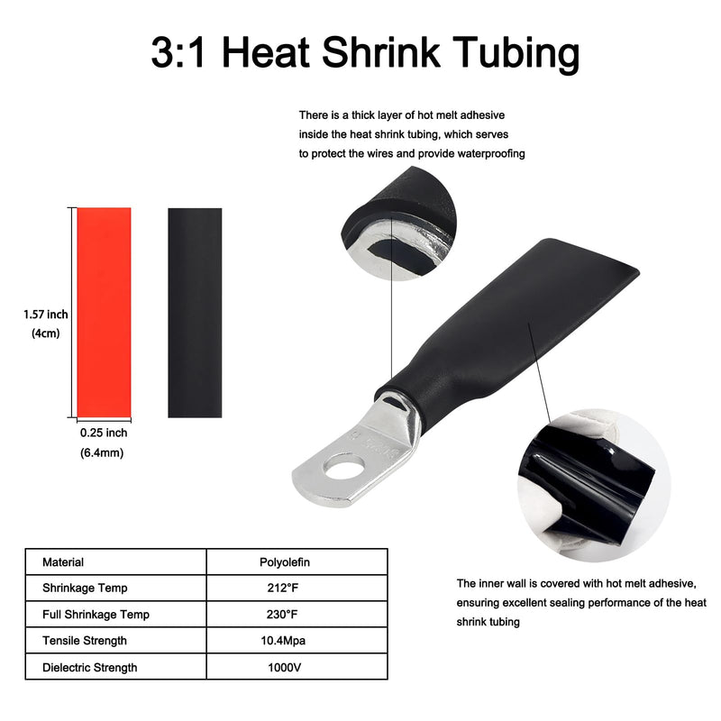 10PCS Tinned Copper Wire Lugs AWG 12-10,SC6-8 Battery Cable Ends Terminal Connectors with Heat Shrink Tubing (SC6-8) SC6-8