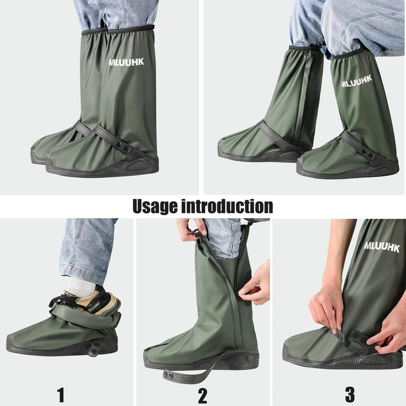 Rain Shoe Covers, Reusable Waterproof Rain Cover for Shoes, Non-Slip PVC Snow Boot Covers for Men and Women X-Large Green