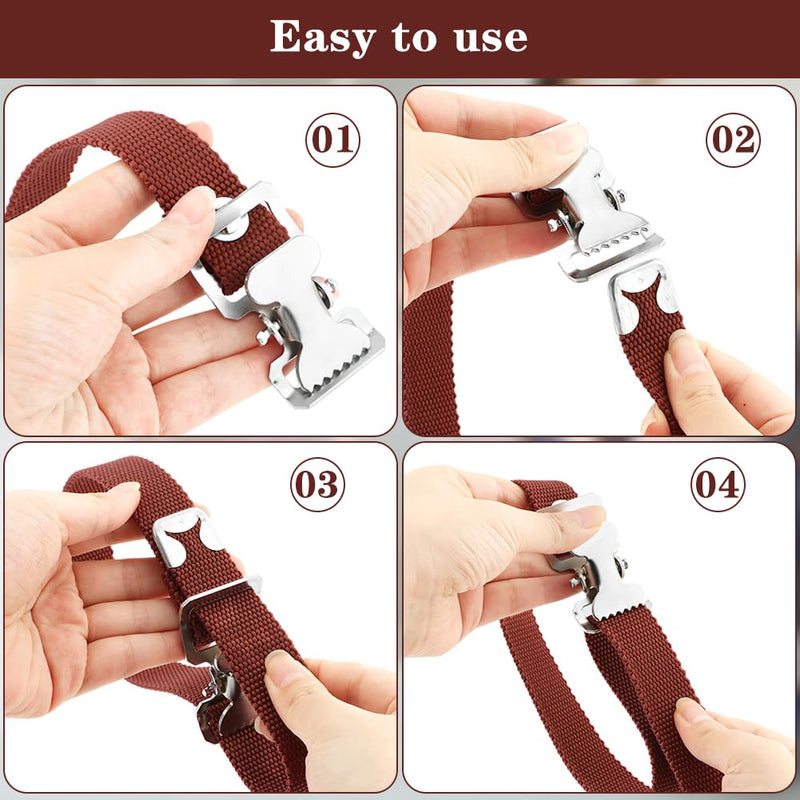 4PCS Drywall Stilts Leg Band Straps, Drywall Stilt Replacement Part Stilts Straps, Nylon Adjustable Leg Fixation Strap Kit, for Home Improvement, High Wall Painting (Reddish Brown) Reddish Brown