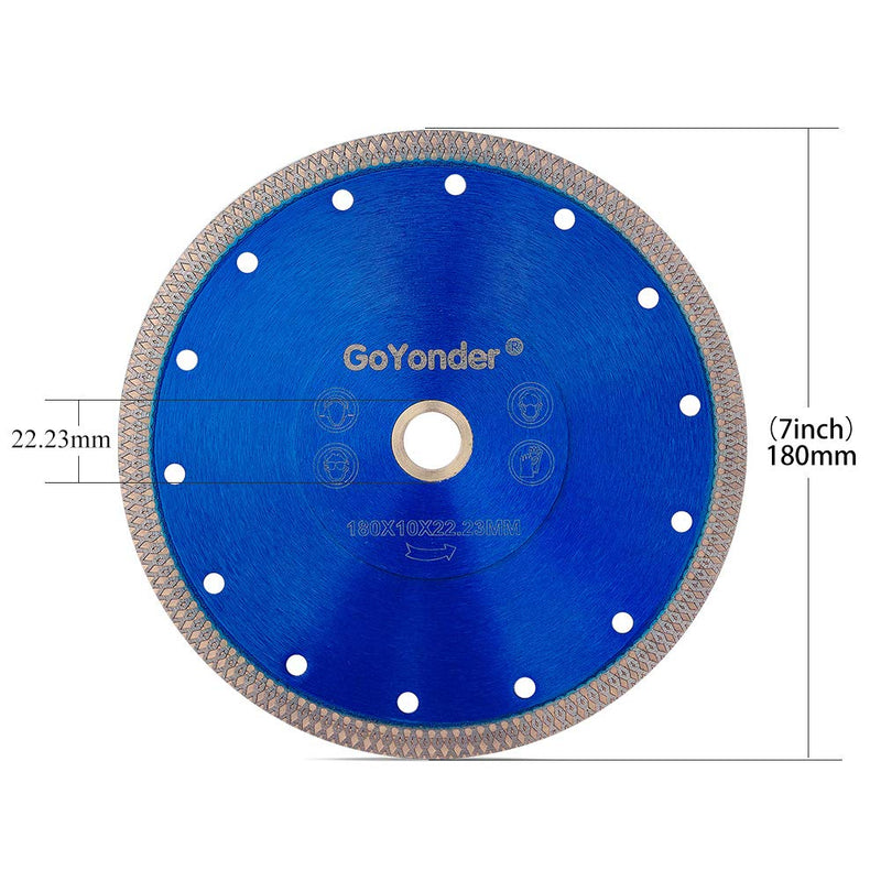 GoYonder Diamond Blade 7 inch Super Thin Diamond Saw Blade, Tile Blades 7" for Cutting Porcelain Tiles, Granite Marble Ceramics (7"-Blue) 7"-Blue