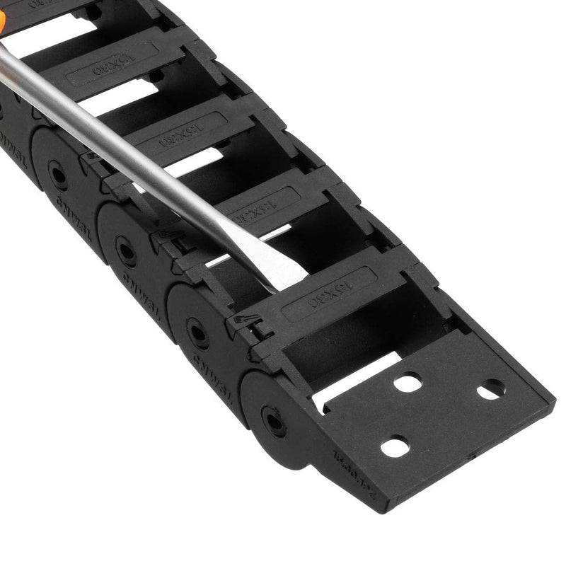 uxcell Drag Chain Cable Carrier Open Type with End Connectors 15X30mm 1 Meter Plastic for Electrical CNC Router Machines Black 15mmX30mm