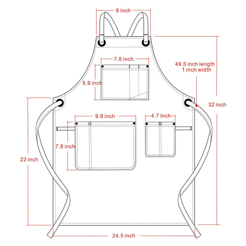 Jeanerlor - Denim Apron With Pockets for Women and Men - Washing Style | Adjustable S to XXL Adjustable:S to L Black