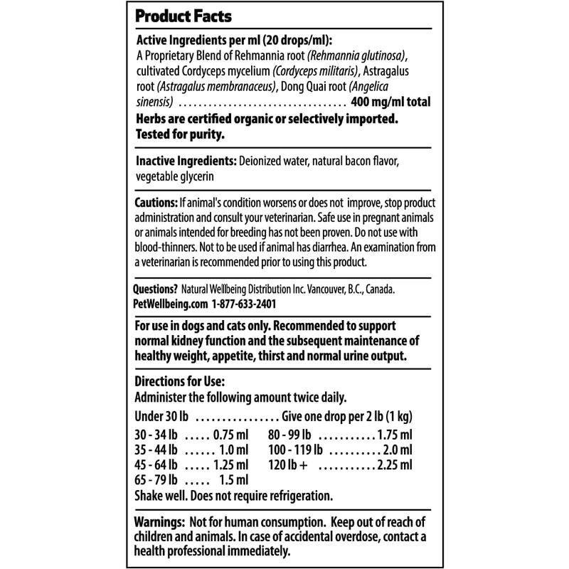Pet Wellbeing Kidney Support Gold for Dogs - Natural Support for Kidney Problems with Canines - 2oz (59ml) - PawsPlanet Australia