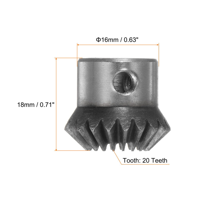 HARFINGTON 2pcs Bevel Gear 1M 20 Teeth 5mm Shaft Hole 1:1 Tapered Bevel Pinion Gear 45# Steel 1 Module 90 Degree Steering Gear, for Hardware Mechanical Rotation