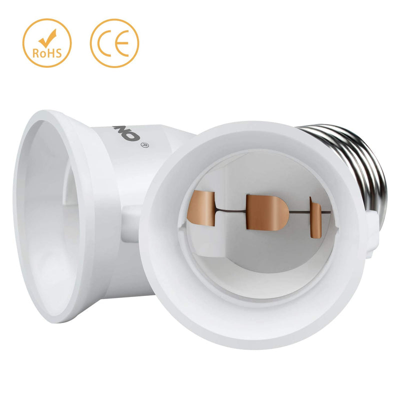 DiCUNO 2 in 1 E26 Socket Splitter Adapter, Two E26 Standard Medium Base Bulbs in One Socket Y-Shape Lamp Holder Converter, Maximum 200W and 165℃ Heat Resistant Light Bulb Splitter 6Pcs 6