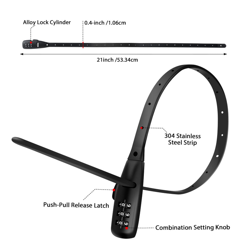 Zip Tie Lock Adjustable Cable Lock for Kids Bike, Fridge, Scooter, Bike Rack, Cabinets, Drawers, Gates, Fences, Helmet,Toolboxes, Lightweight Bicycle Lock, 2 Pack (Black) Black
