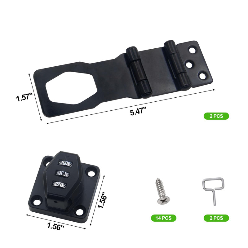 2 Pack Password Rotary Hasp Locks, Collapsible Solid 304 Stainless Steel File Cabinet Lock Desk Drawer Lock, for 90 Degree and 180 Degree Drawers, Dabinets, Doors, Flip Barn Door, Outdoor (Black) 2 Pack(Combination Lock) White