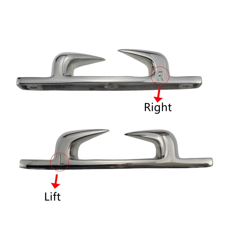 Heavy Dudy Marine Grade 316 Stainless 2PCS of Right and Left 3 Holes 4-1/2"(119mm) or 6"(152mm) Boat Angled Bow Chocks Yacht Deck Dock Mooring Rope Cleat Chock 152mm(6in)