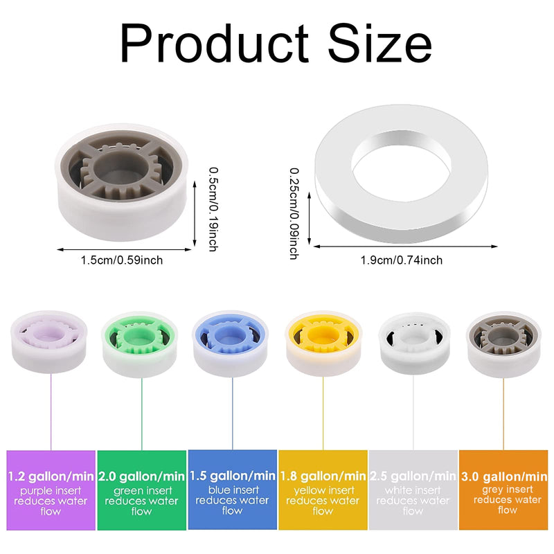 12pcs Shower Flow Reducer Limiter, Shower Head Flow Restrictor Water Saver Low Flow Water Pressure Water Saving Shower Head Adapter for Handheld Shower 1.2 1.5 1.8 2.0 2.5 3.0 GPM