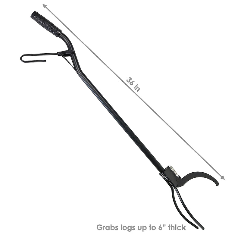 Sunnydaze 36" Steel Log Tongs for Fire Pit, Outdoor Fireplace Log Grabber 1