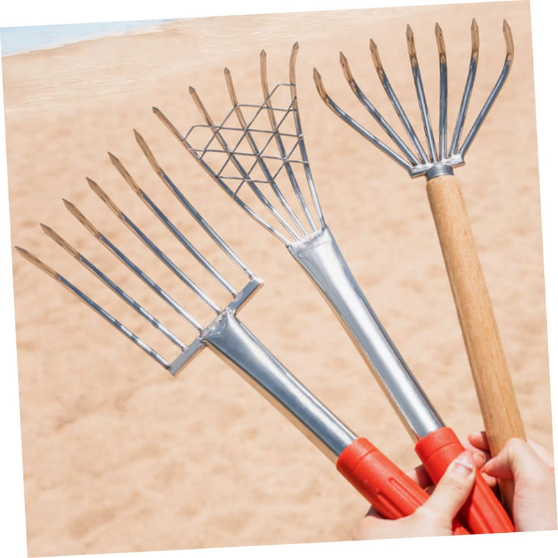 Clam Rake 15.7-Inch Stainless Steel Hand Tool with Sharp Claws for Efficient Clam Digging on Beaches and Gardens