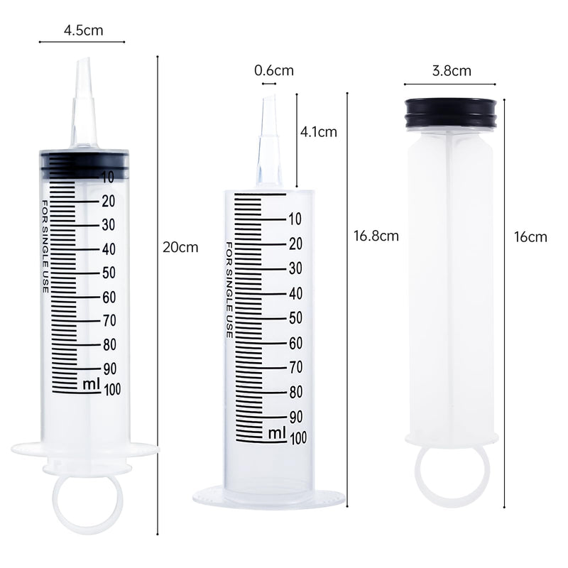 5Pack 150ml and 3Pack 100ml Large Syringes Catheter Tip With Cap Individual Sealed for Scientific Labs, Dispensing, Measuring, Watering, Refilling, Multiple Uses 150ml-5Pack + 100ml-3Pack