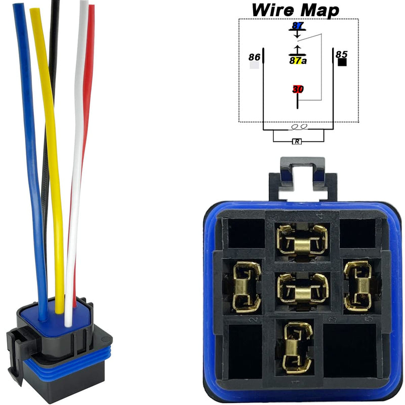irhapsody 5 Pack 40/30 AMP 12V DC Waterproof Relay Kit with Heavy-Duty Pigtail, 5-PIN SPDT Automotive Relay 5 Pack (Standard)