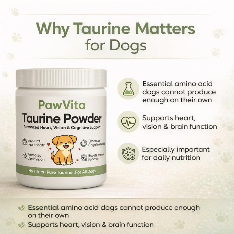 Pawvita Pure Taurine Powder, Paw VitaTtaurine Supplement for Dogs, Supports for Heart, Vision & Daily Wellness in Dogs – 99.9% Pure Taurine Powder (1)