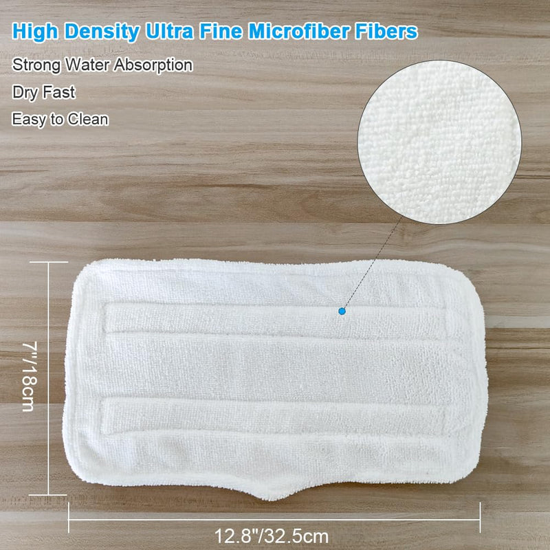 Fushing 7Pcs Steam Mop Pads, Washable Microfiber Cleaning Steamer Replacement Pads for Shark Steam & Spray Mop S3101 S3251 SK460 SK410 S3101n2 S3250 SK435CO SK140 SK141,White White