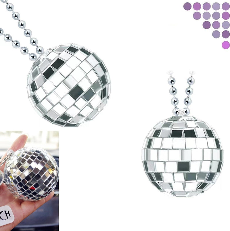 Disco Ball Car Accessory,Mirror Disco Ball Hanging,Car Disco Ball,Disco Car Charm, Rear View Mirror Hanging Accessories (Silver(1.9inch)) Silver(1.9inch)