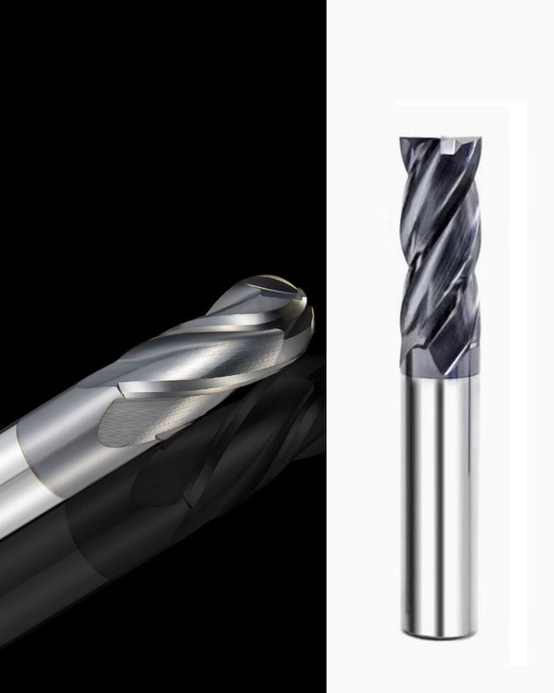 2PCS HRC45 Carbide Square and Ball Nose End Mill Bits Set, Tungsten Steel End Mills Bits Cutter, Carbide End Mills for Alloy Steels/Hardened Steels 4 Flutes (2pcs 1/2" Square and Ball nose End mill) 2pcs 1/2" Square and Ball nose End mill