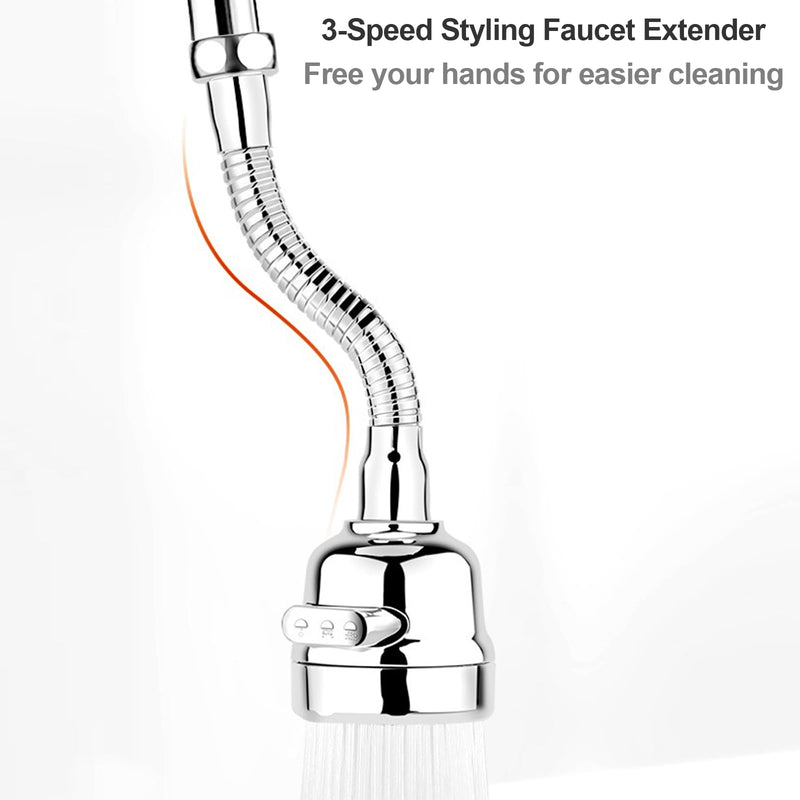 Faucet Sprayer Attachment，Kitchen Faucet Head Replacement 360° Rotatable 3-Speed Faucet Extender with Universal Aluminum Adapter for Kitchen Sink Long