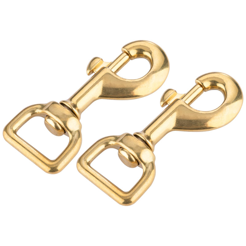 3-1/8 inch Solid Brass Swivel Bolt Snap Hooks 7/8 inch Square Swivel Eye Single Ended Trigger Clips Keychain Holder for Leathercrafts, Dog Collar, Pet Leash, Flag Halyard and More (2 Pieces)