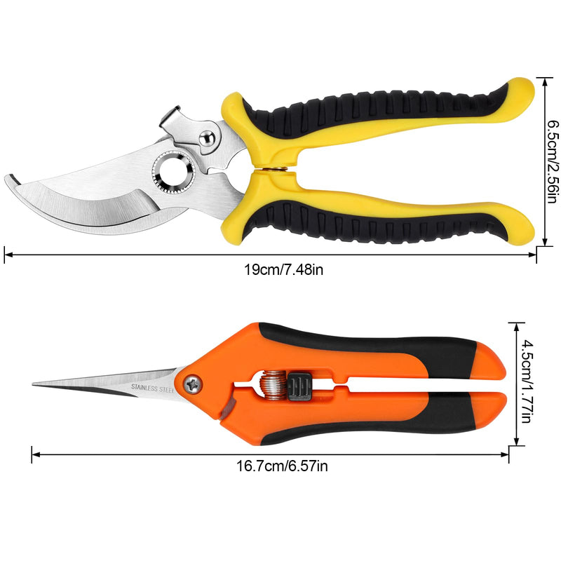 2 Pack Pruning Shears, Garden Shears, Stainless Steel Pruning Shears for Gardening, Garden Clippers, Gardening Tools Scissors with Soft Grip Handle 2 Pack