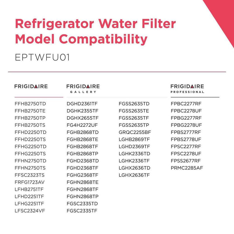 Frigidaire EPTWFU01 Water Filtration Filter, 1 Count, White EPTWFU01: 1 Pack