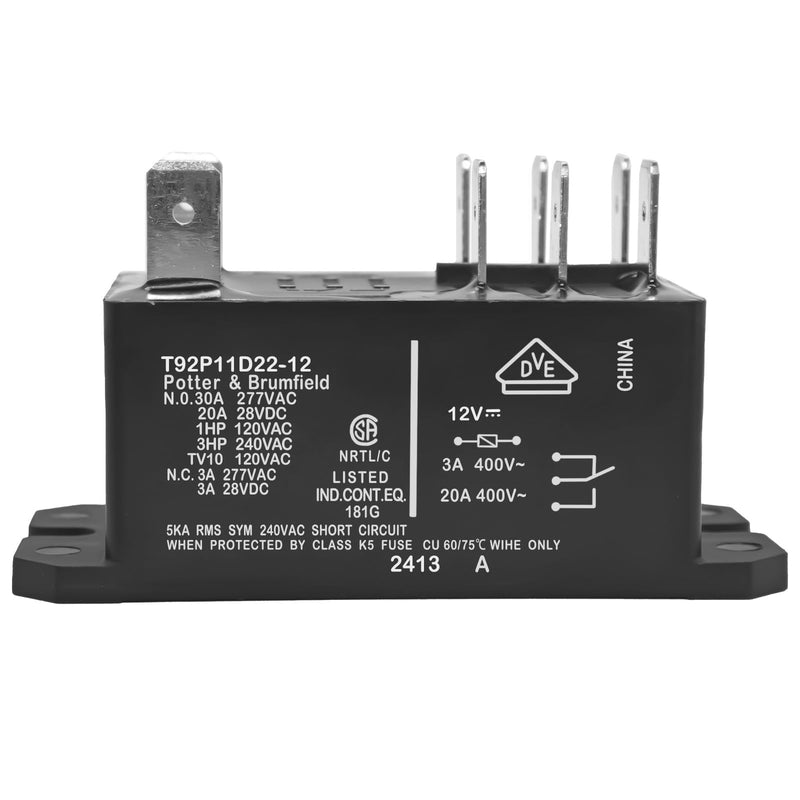 T92P11D22-12 Power Relay (Pack of 1) - DPDT, 12V DC, 30A General Purpose Relay