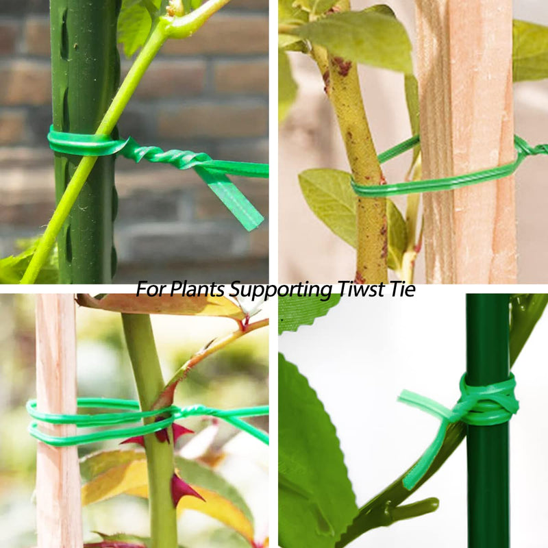 300 Pcs 6 Inch Twist Ties for Bags, Plant Ties, Breads Ties Twisty-tie, Climbing Plants Ties, Bags Cables Cords Ties, Heavy Duty, Soft Green PE, w. Reusable Mylar Ziplock Bag
