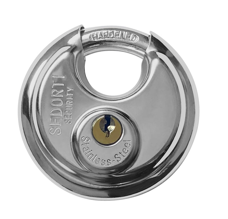 5-Pack Disc Padlocks Keyed Alike, 2-3/4 inch Wide, Stainless Steel 304 Round Lock, Waterproof and Rustproof Storage Lock with Brass Keys, Ideal for Storage Unit Gate, Outdoor, Shed, Fence 5 PACK