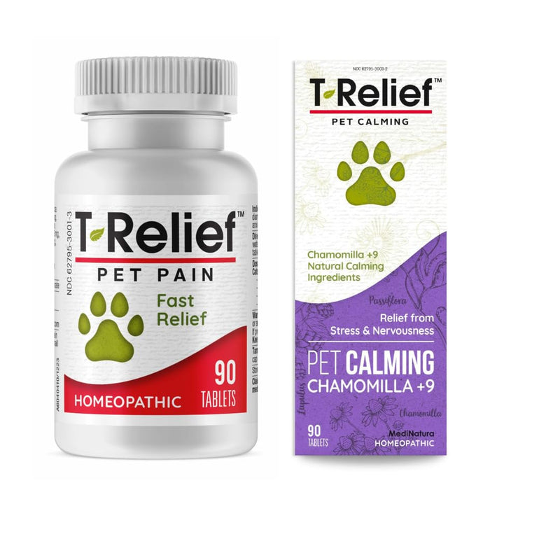 MediNatura T-Relief Pet Calming Tablets (90) + T-Relief Pet Pain Relief Tablets (90)