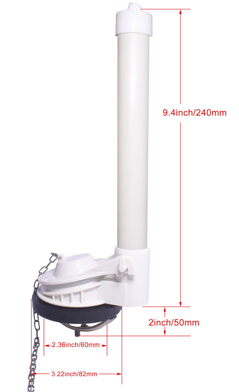 Universal Toilet Flush Valve, 2-Inch One Piece Toilet Replacement Parts Toilet Repair Kit with Flapper and Chain, Easy to Install, White