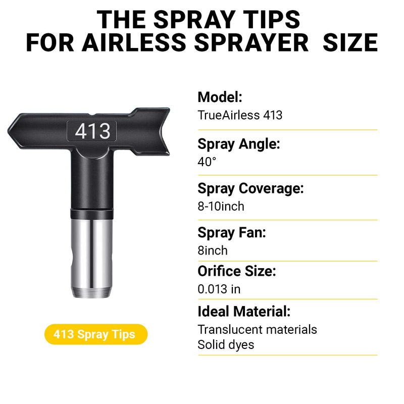 413 TrueAirless Paint Spray Tip Reversible Spray Tips, Easy Clean 413