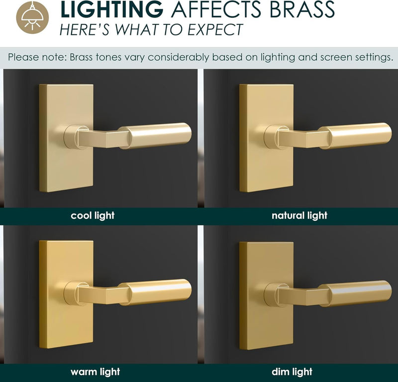 Mega Handles Camden Gold Privacy Door Handle, Satin Brass, 1 Pack