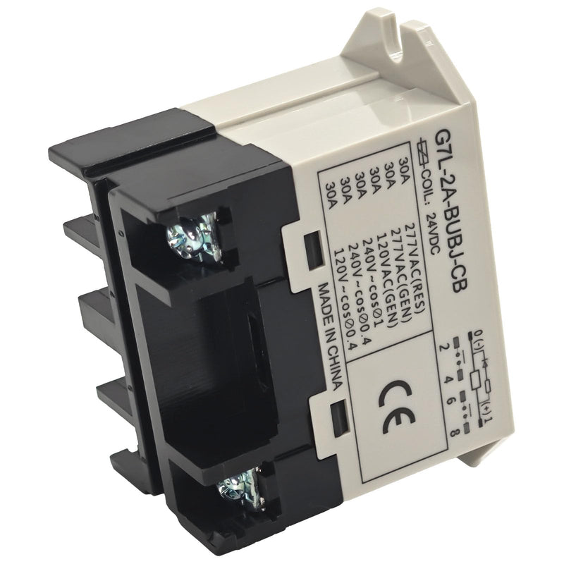 G7L-2A-BUBJ-CB DC24 General Purpose Relay with Test Button - 24 VDC Class B Insulation, Screw Terminal, Upper Bracket Mounting, DPST-NO Contacts