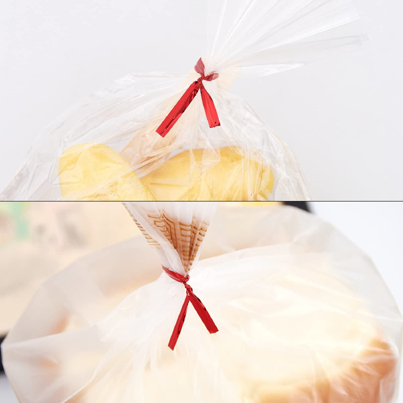 800 Pcs 4" Metallic Twist Ties(Red) for Bakery Ties, Candy Bags, Coffee Bags, Goodie Bags Ties Red