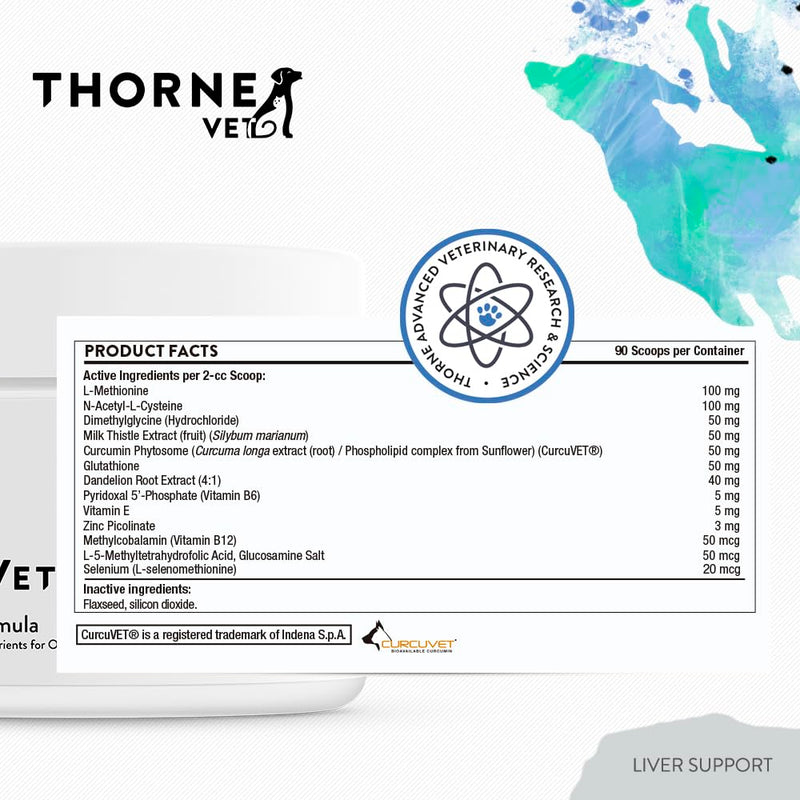 ThorneVet Liver Support Powder – Liver Support for Small Animals: Dogs & Cats, 90 Scoops - PawsPlanet Australia