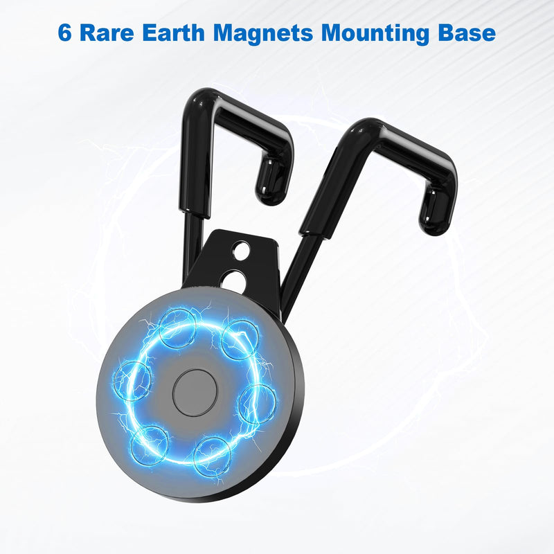 2 Pack Large Heavy-Duty Magnetic Garage Hooks - Strong Magnetic Tool and Utility Hooks with Anti-Scratch Rubber Coating - Ideal for Garage, Workshop, Tool Cart, and Outdoor Storage
