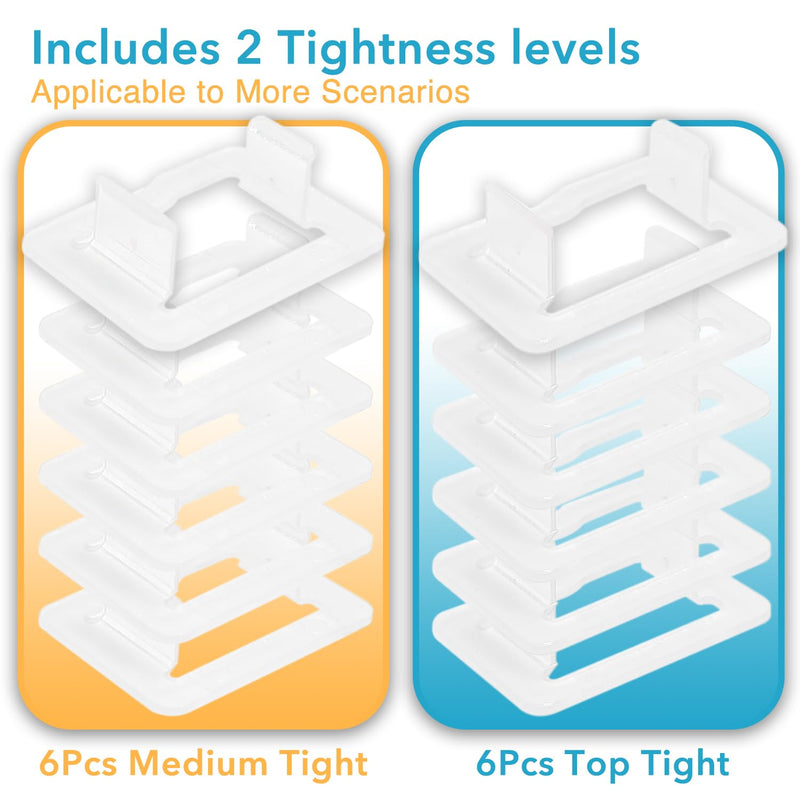 Loose Outlet Fix Plug | Make Your Loose Socket Jack Snug for Power Plug | Socket Extender Secured onto Wall Socket | Won't Fall Out Easily |6 Pack Tight Plus 6 Pack Medium Tight - Matte White