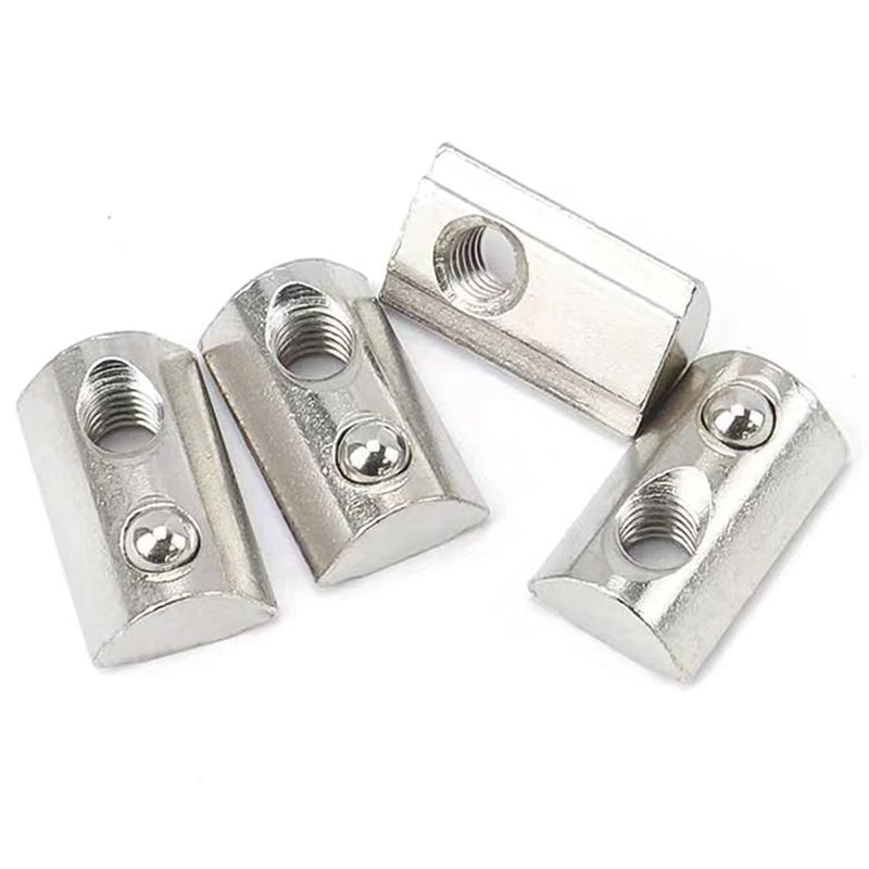 4040 Series M6 T Slot Half Round Nuts Roll-in Spring Ball Loaded Elastic Nuts Carbon Steel for European Standard 4040 Series Aluminum Extrusion Profile Rail with 8mm Slot for 3D Printer(M6,10 Pcs) 40-M6(10 Pcs）