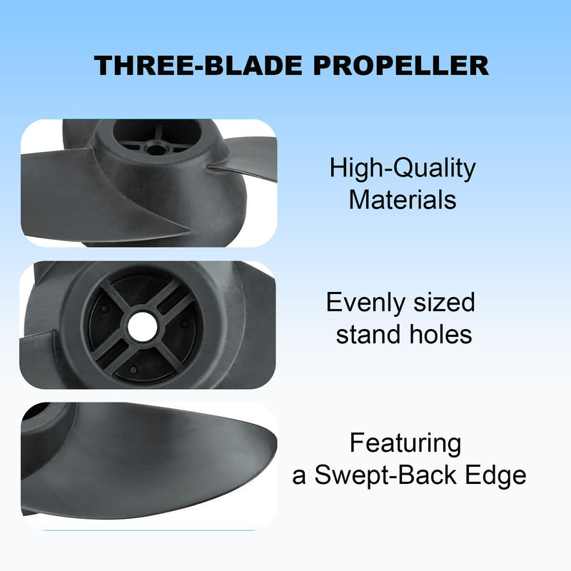 MGA089B Three-Blade Trolling Motor Propeller Replacement for Motorguide Machete III, Black 3-Blade Prop, 3.5-Inch Hub, for Small Boat Motors and Shallow Water Propellers