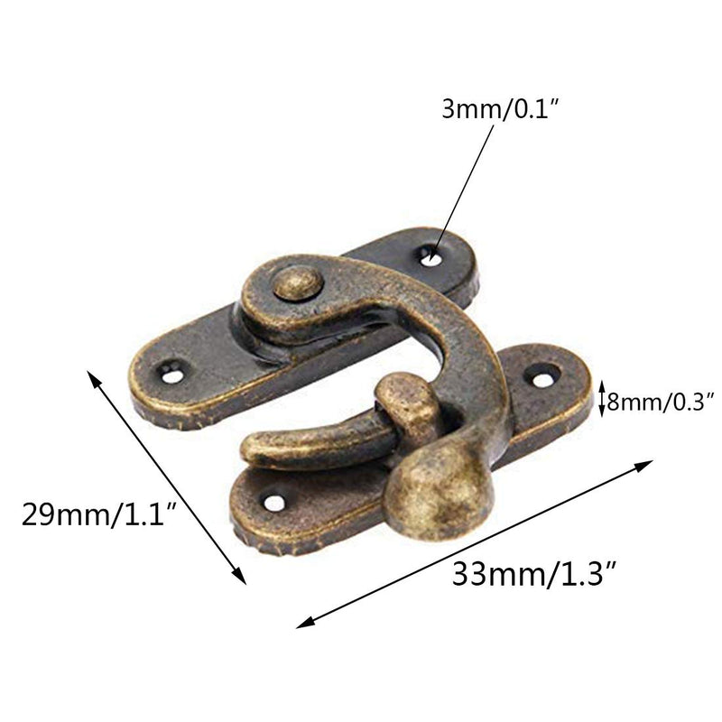 Biaungdo 5pcs Retro Vintage Style Swing Bag Clasp Closure Lock Latch for Furniture Wooden Box Jewelry Case Bronze Tone 33mm