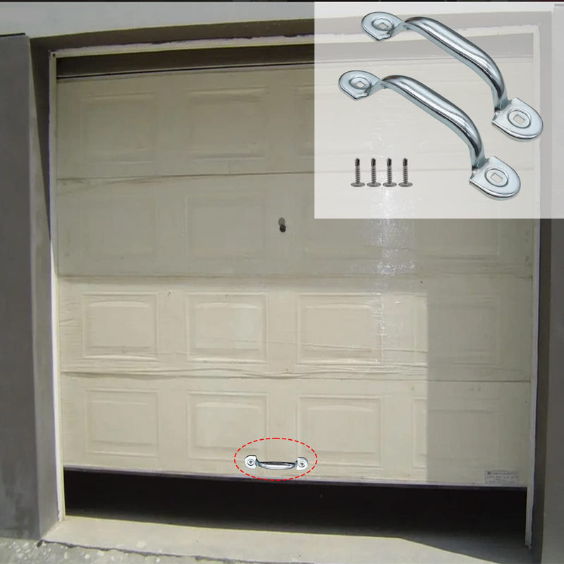 Xadnitu Garage Door Handle, Bottom Lift Handle for Most Gate Handles Replacement, Heavy Duty Door Pull Handle for Garage Outdoor Closet (2 Pack) Silver