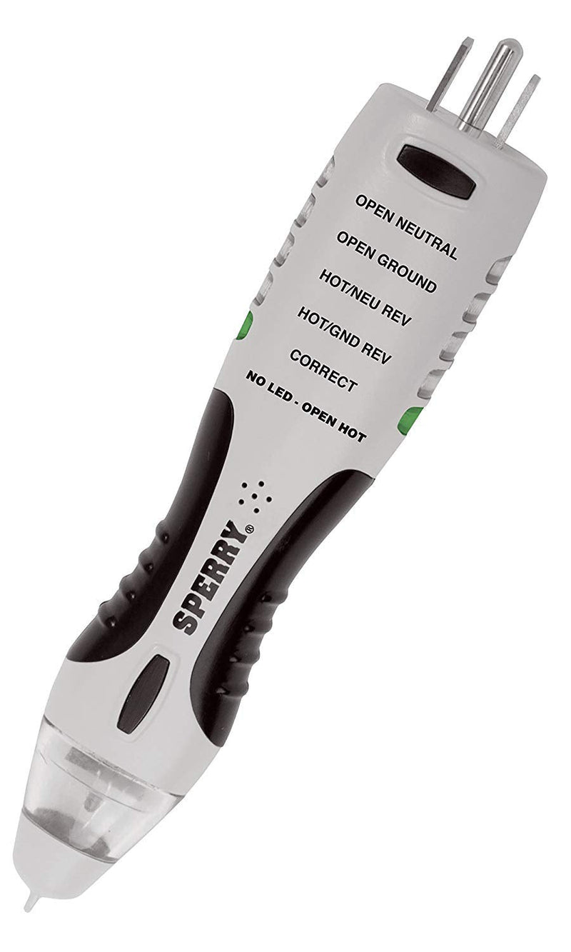 Sperry Instruments VD7504GFI DualCheck 2-in-1 Non-Contact Voltage Detector + GFCI Outlet Circuit Analyzer, 360° Visual & Audible Indicators, 50-1000V AC, 250 lb. Crush Rating