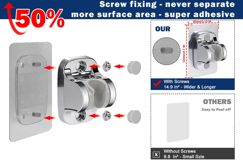 NearMoon Self Adhesive Shower Head Holder-Adjustable Handheld Shower Holder NO Drilling Wall Mount Waterproof (1 Pack, Chrome Finish) 1