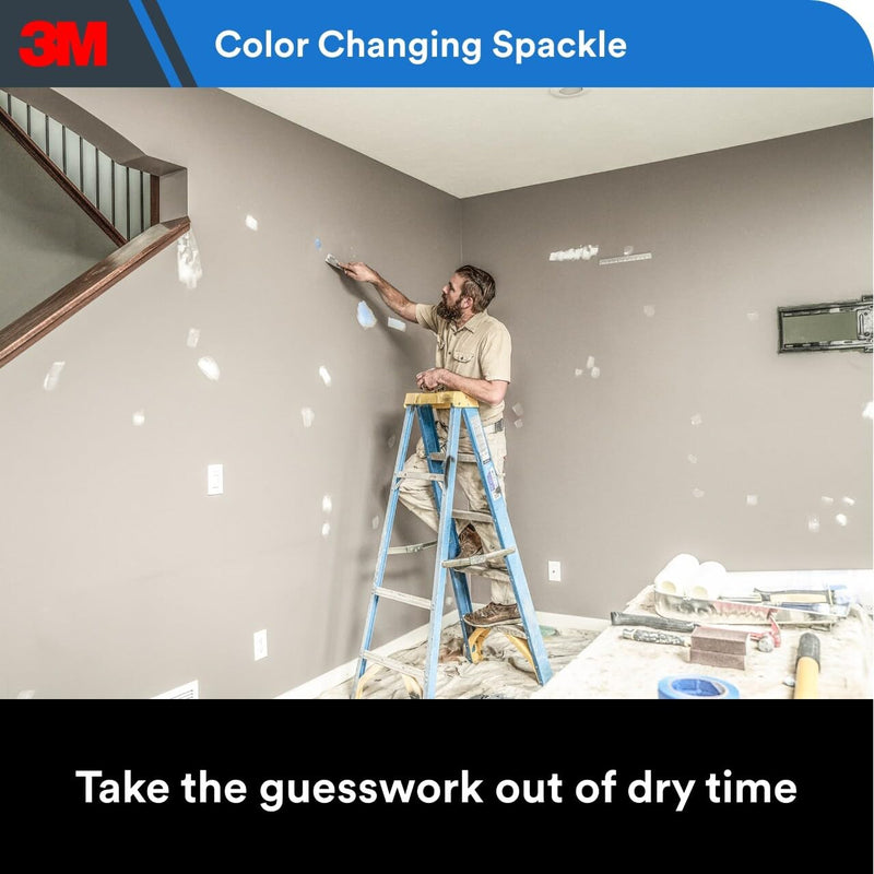 3M High Strength Color Changing Spackling Compound, 8 oz Tub, 6 Pack – Blue-to-White Drying Formula, Fast-Drying, No Shrink, Primer-Enhanced, Interior and Exterior Wall Repair, Easy Application 6-Pack