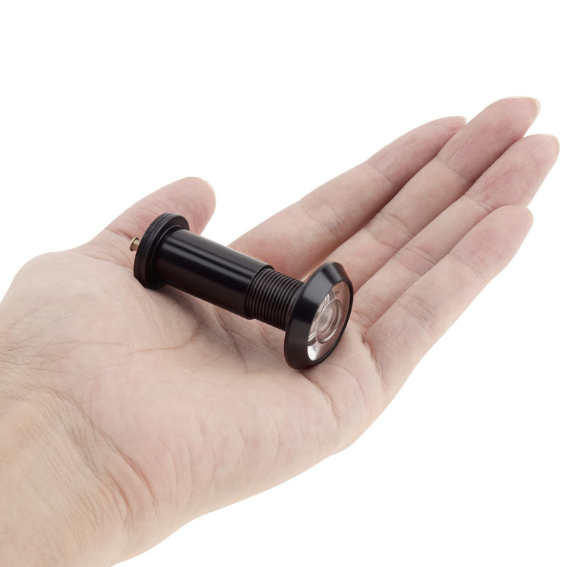 Door Viewer Peephole, Solid Brass 200 Degree Viewer, 5/8 Inch Pipe Diameter Peephole with Privacy Cover for 1-3/8" to 2-1/6" Doors (Black) Black