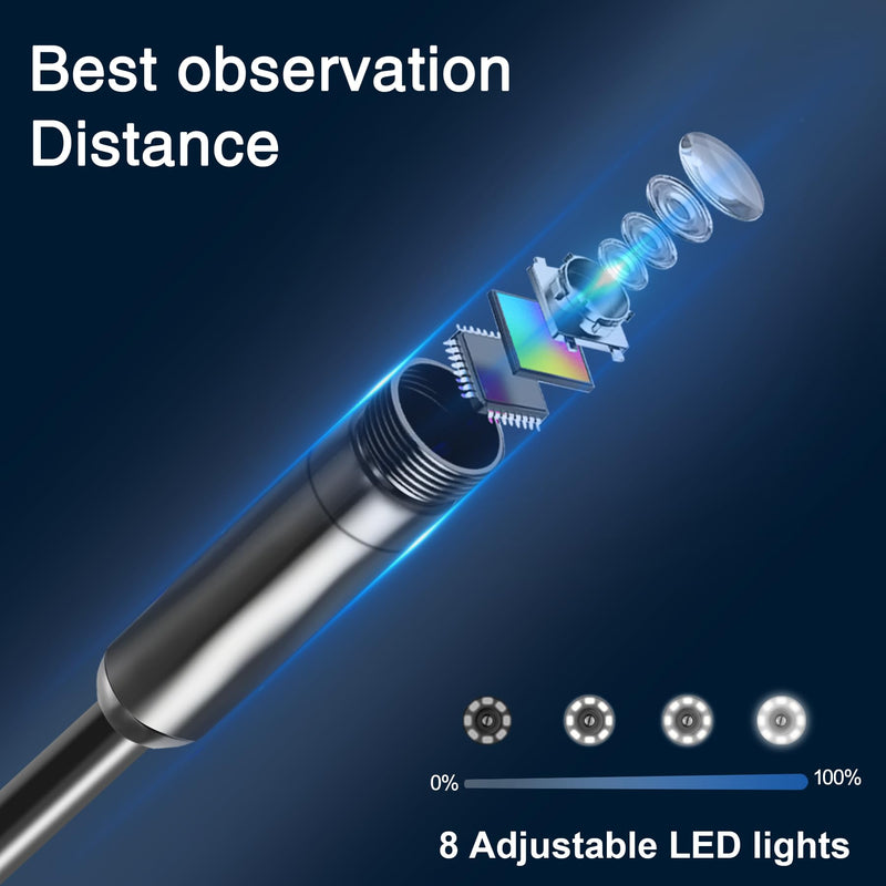 Endoscope Camera with Light, 1080P HD Inspection Borescope with 4.3''IPS, Video & Photo Inspection Cameras with 32G Card, IP67 Waterproof Camera for Sewer/Drain/Pipe, 16.4Ft Semi-Rigid Cable