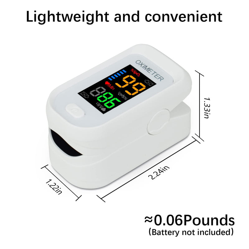 Pulse Oximeter Fingertip Blood Oxygen Saturation Monitor, Oximeter Finger Pulse Oximeter(SpO2 and PR), LED Screen with Lanyard [White]